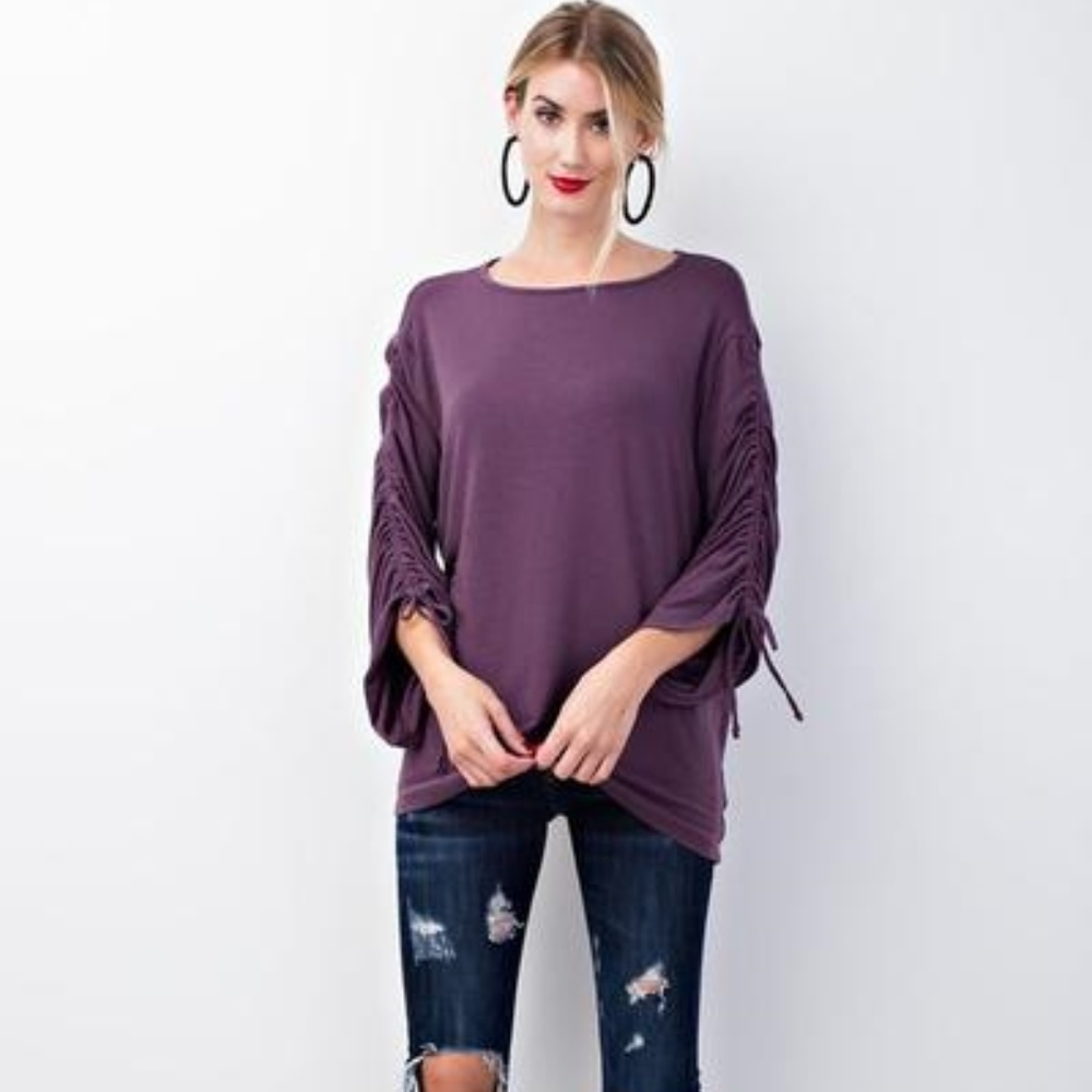 Purple Tunic with Adjustable Sleeves